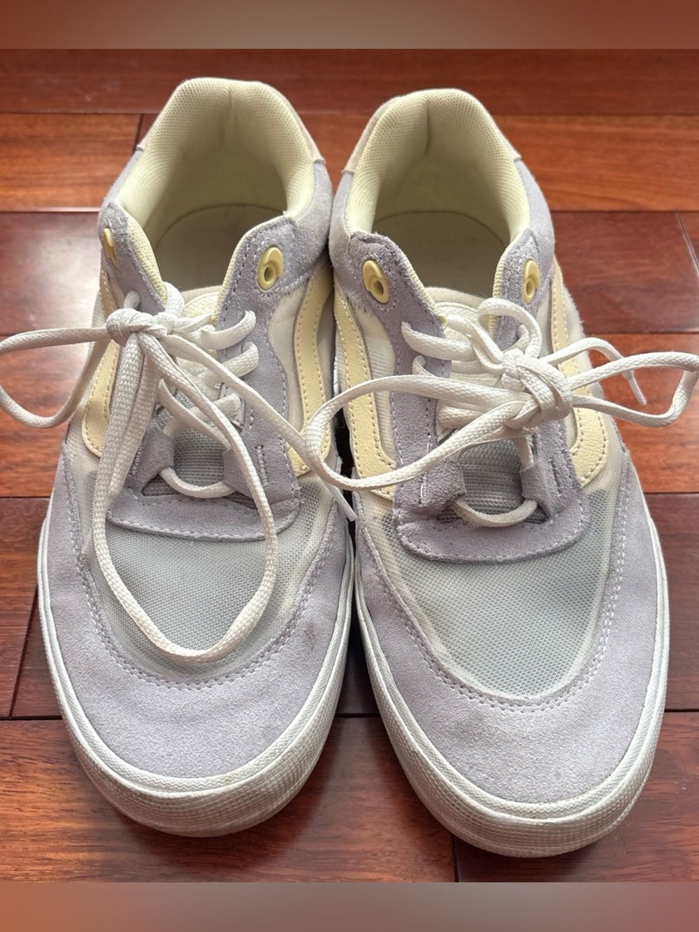 Vans Low-Top Lace-Up Sneakers in Light Gray and Cream